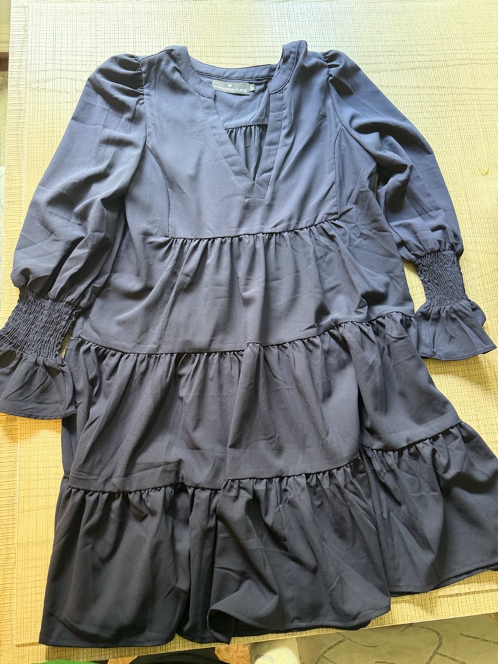 Tuckernuck Pomander Place Navy V-Neck Tiered Mini Dress - Picture 2 of 3
